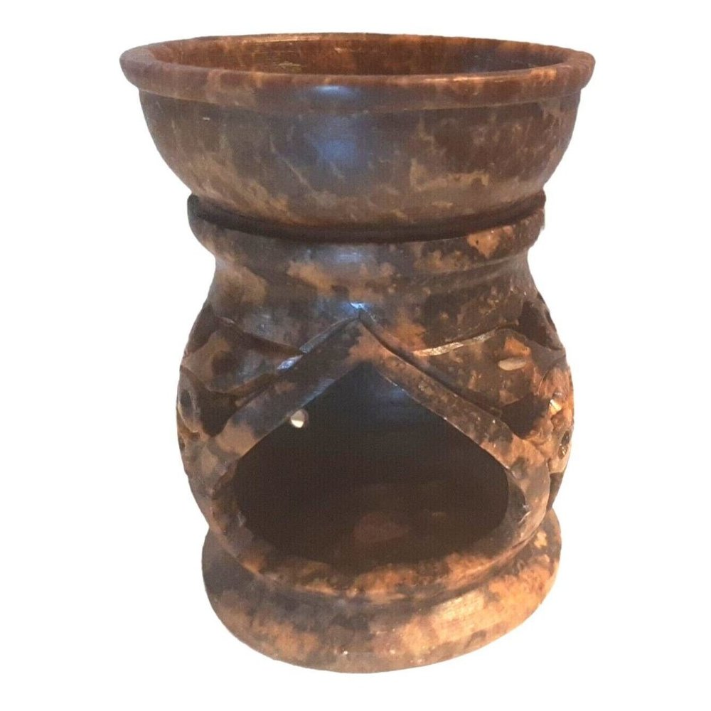 Carved Soapstone Wax Melt Warmer Essential Oil Burner Tealight Votive